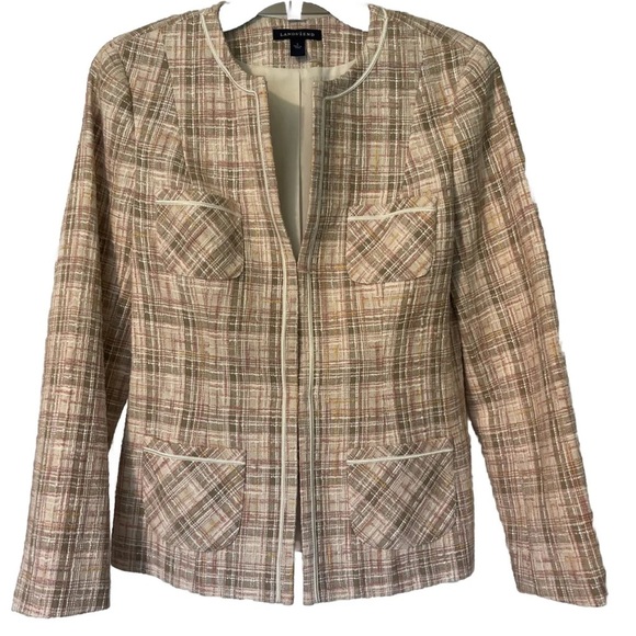 Lands’End Plaid Pastel Colors Jacket Size 8 - Picture 1 of 5